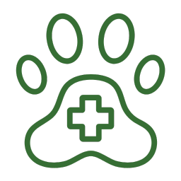 icon of a paw with medical symbol on it